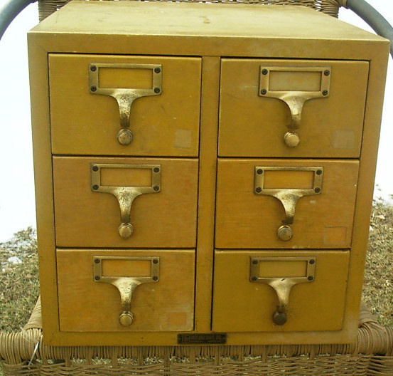 Library Card File Catalog Cabinet 6 Drawer Sold
