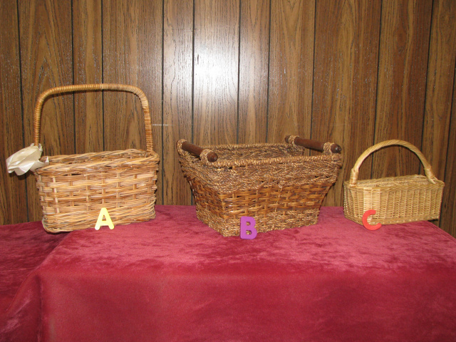 (3) WOVEN BASKETS with HANDLES         (# B-2779)