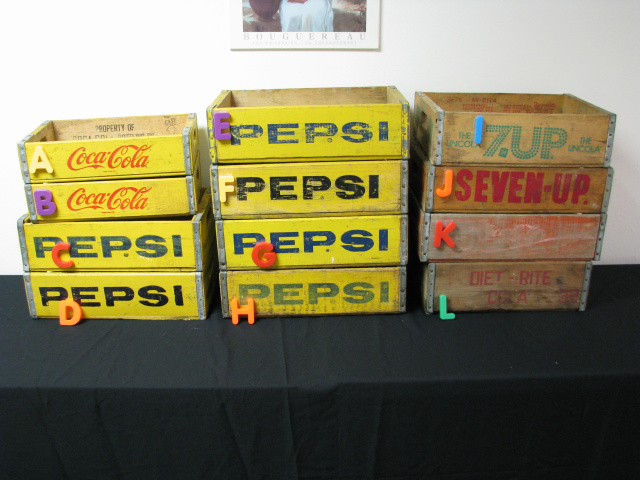 (7) WOODEN SODA CRATES - Coke / Pepsi   (# B-2944)